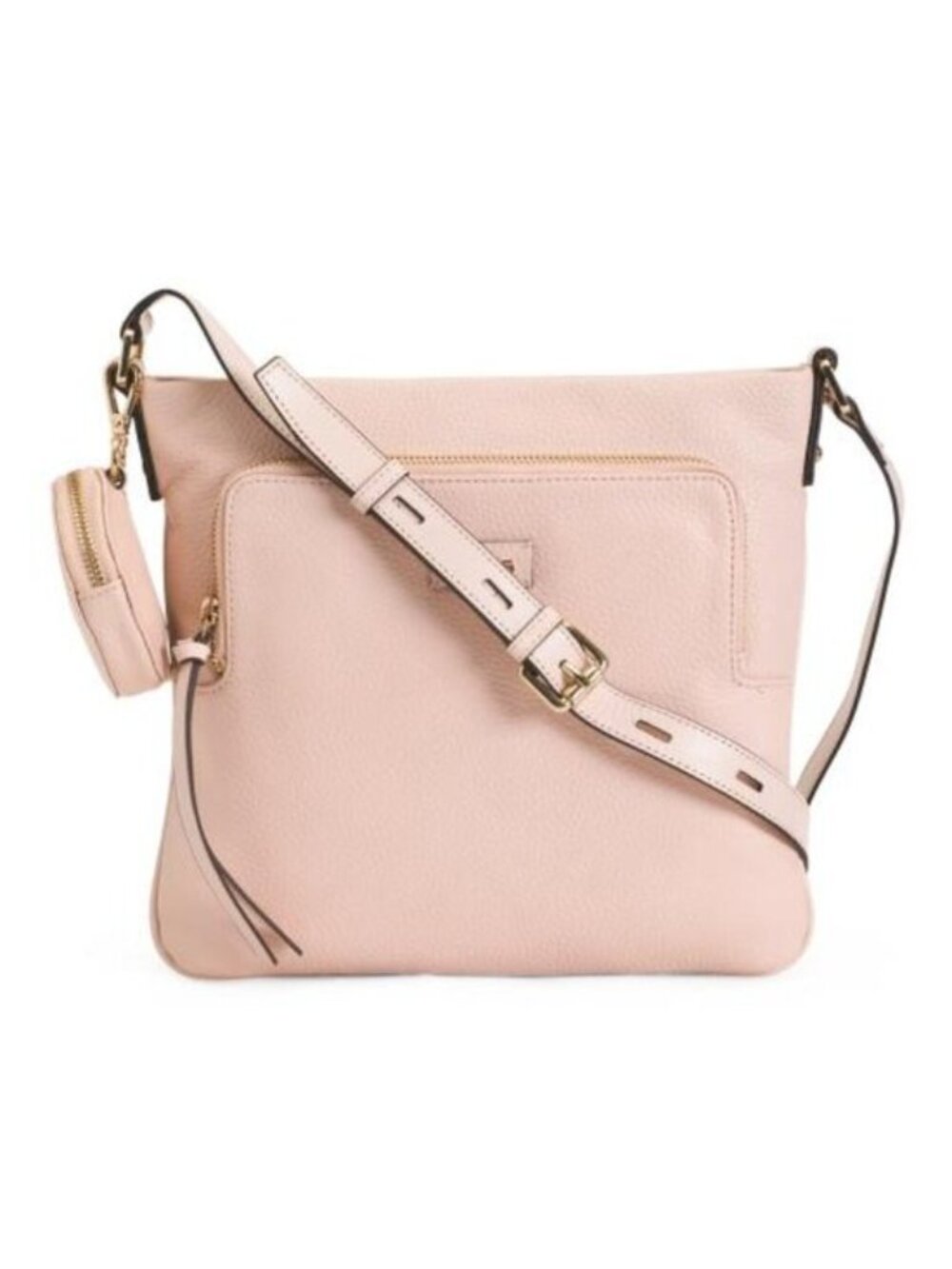 Lodis Pale Pink Pebbled Leather Crossbody with Coin Pouch